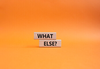 What else symbol. Concept word What else on wooden blocks. Beautiful orange background. Business...