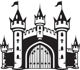 Obraz premium GuardianPortal Vector Castle Logo MedievalThreshold Gate Vector Icon
