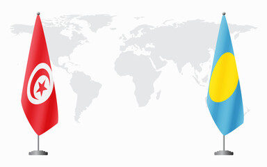 Tunisia and Palau flags for official meeting