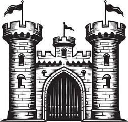 Obraz premium FortressEntry Castle Gate Emblem GuardianPortal Vector Castle Logo