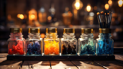 bottles of wine in restaurant, colorful potions in the glass bottles, potions in the glass bottles