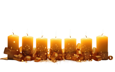 Let the Luminous Flare of these Candles Light Up Your Occasion on a White or Clear Surface PNG Transparent Background