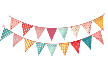 Transform Your Space into a Glamorous Grove with this Stylish Bunting on a White or Clear Surface PNG Transparent Background
