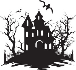 SpecterManor Haunted House Emblem GhoulHaven Vector House Logo