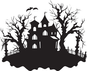 Fototapeta na wymiar Spectral Dwelling House Icon Design Phantom Estate Spooky Symbol