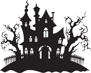 Naklejka premium Spectral Dwelling House Icon Design Phantom Estate Spooky Symbol