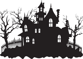 Fototapeta na wymiar Phantom Estate Spooky Symbol Ghostly Abode Haunted House Emblem