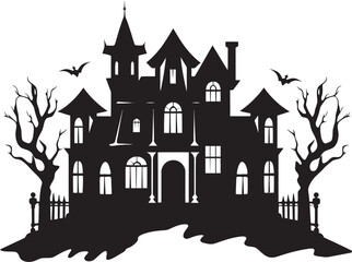 Phantom Estate Spooky Symbol Ghostly Abode Haunted House Emblem