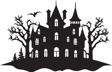 Phantom Estate Spooky Symbol Ghostly Abode Haunted House Emblem