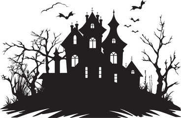 Phantom Estate Spooky Symbol Ghostly Abode Haunted House Emblem