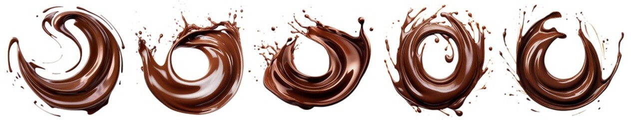 Set of chocolate splashes, cut out
