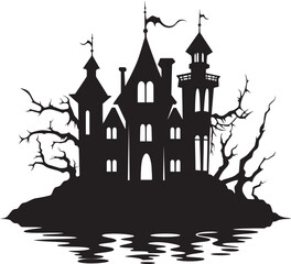 PhantomDwelling Spooky Symbol SpecterManor Haunted House Emblem