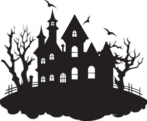 Fototapeta na wymiar GhoulHaven Vector House Logo EerieEstate House Icon Design