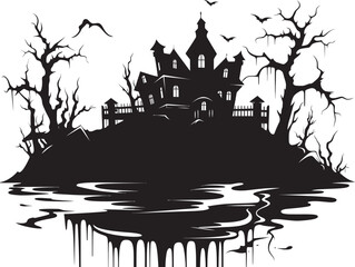 SpecterManor Haunted House Emblem GhoulHaven Vector House Logo