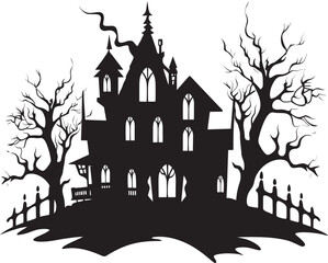 SpecterManor Haunted House Emblem GhoulHaven Vector House Logo