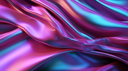 Obraz premium Iridescent Fabric Abstract Backgrounds 3d, with luxury neon effect