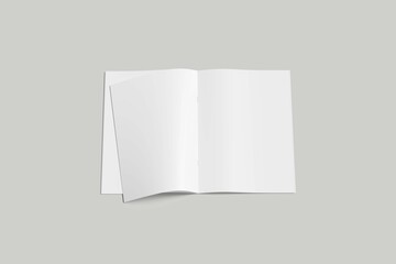 Blank Open and closed blank brochures on grey background
