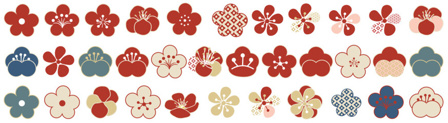 梅の花の素材セット