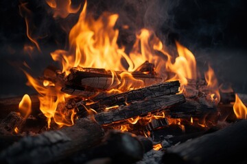 Fototapeta premium Intense Flames Engulfing Charred