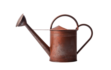Metal Watering Can, a Testament to Years of Nurturing Blooms on a White or Clear Surface PNG Transparent Background