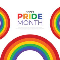 Vector happy pride month lgbtq, gay, wishes or greeting social media wishing post or banner template design with rainbow flag circle vector illustration