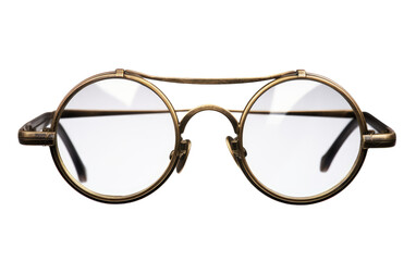 Brass Spectacles, a Stylish and Timeless Accessory for Classic Elegance on a White or Clear Surface PNG Transparent Background