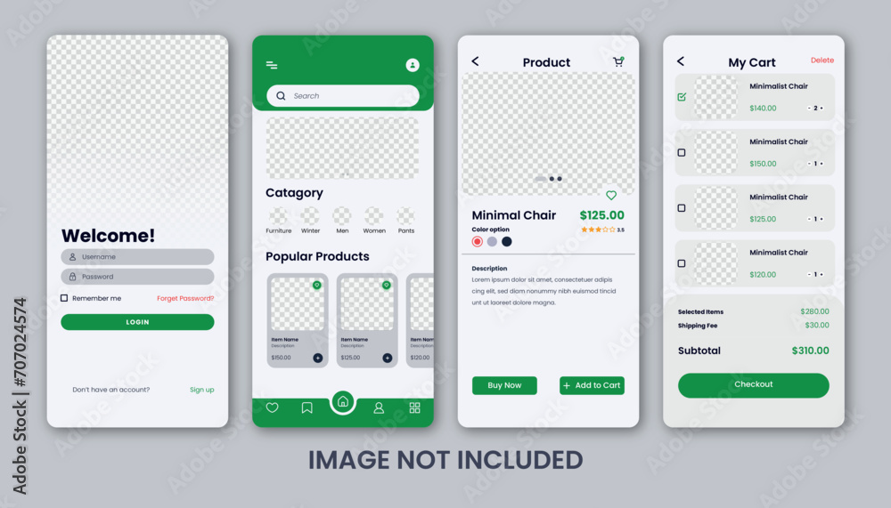 Wall mural ecommerce app user interface for android and ios.