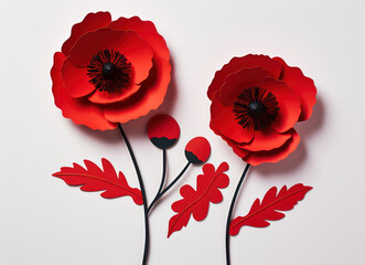 Red Poppy: A Vibrant Symbol of Summer's Beauty in Floral Splendor, Set against a Fresh Green Background