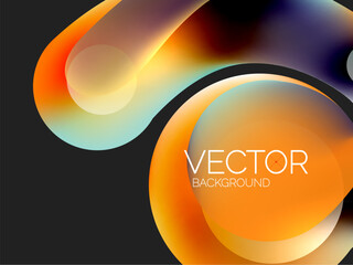 Beautiful flowing round shapes and circles abstract background. Liquid color bubble composition