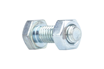 bolt with nut, metal bolt with nut isolated from background