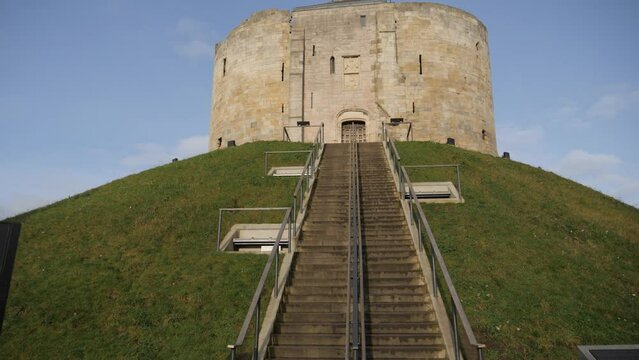 Stairs to Clifford tower in York.