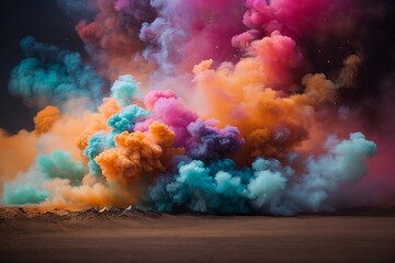 Experience the vibrant explosion of colors as multicolored smoke