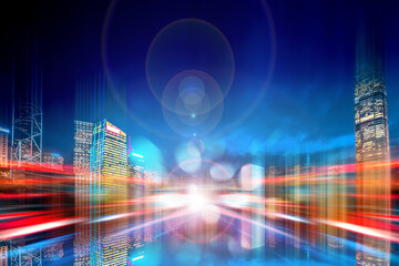 Abstract city in vertical motion blur background