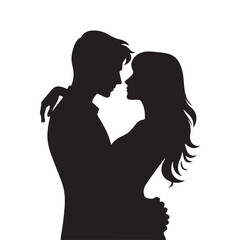 Eternal Love Bliss: Valentine Couple Silhouette, Perfect for Stock Photos - Valentine Vector, Couple Vector Stock
