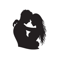 Celestial Affection Unity: Silhouette of a Couple in Love for Romantic Stock - Valentine Vector, Couple Vector Stock
