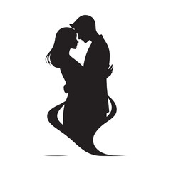 Ethereal Valentine Shadows: Silhouette of a Couple in Love for Dreamy Stock - Valentine Vector, Couple Vector Stock