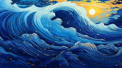 Hand drawn abstract artistic beautiful wave illustration background
 - obrazy, fototapety, plakaty