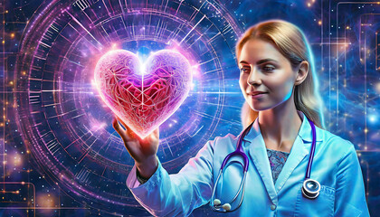 Medical technology and healthcare treatment to diagnose heart disorder and disease of cardiovascular.Cardiologist doctor hand examine patient heart functions and blood vessel on virtual interface