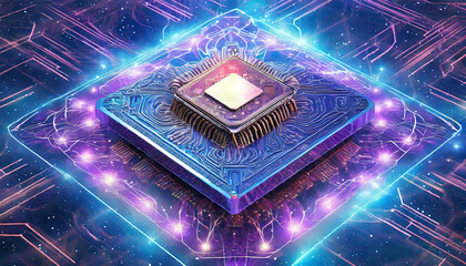 technological background, the processor of a computer system of blue