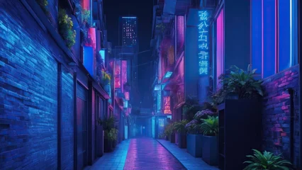 Deurstickers night city street in the town © chep