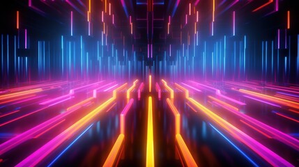 3d rendering of abstract background modern colorful neon illuminated. AI generated image