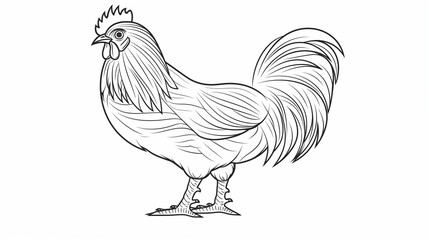 Fototapeta na wymiar Continuous line art or One Line drawing of chicken for vector illustration, business farming. chicken pose concept. graphic design modern continuous line drawing