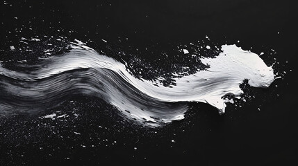 White brush strokes on black background, abstract creative background