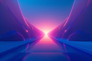 Tech future glowing tunnel with light and shadow, fantasy concept illustration on futuristic space...