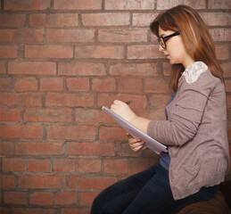 Young woman writer working