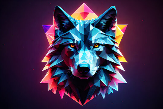 triangle patterns art wolf face