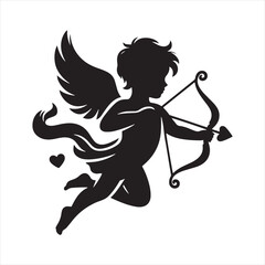 Fototapeta premium Cupid's Loving Serenade: Mesmerizing Valentine Stock - Love Vector - Cupid Vector 