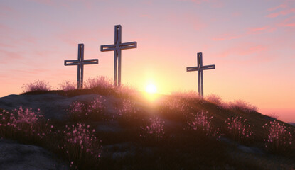 Twilight Crosses on Floral Hill
