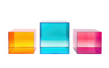 Explore Limitless Possibilities with Three Dimensional Retail Display Cubes on a White or Clear Surface PNG Transparent Background