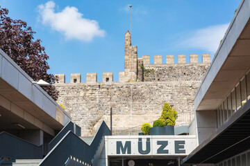 Archaeological Museum inside the Kayseri Castle. Main entrance. December 14, 2023. Kayseri, Central...
